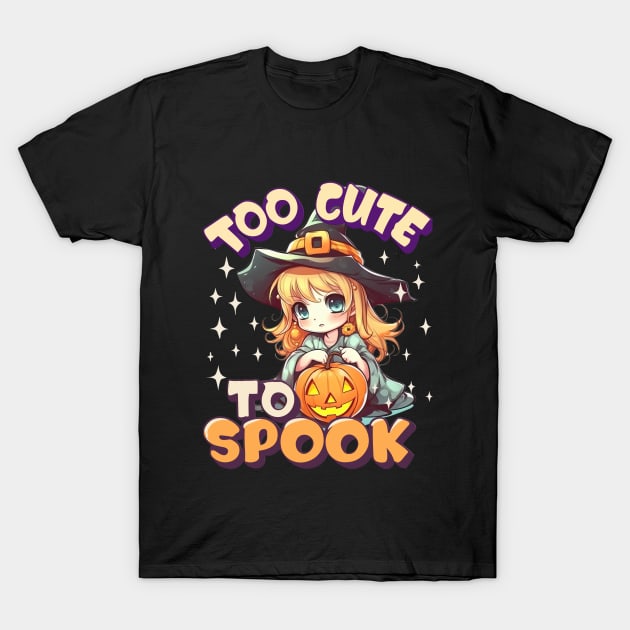 Too Cute To Spook Blonde Chibi Anime Witch T-Shirt by RuftupDesigns